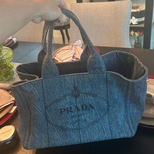 Prada Medium Denim Canapa Tote